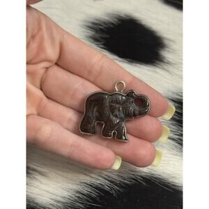 Charles Albert Fine Sterling Silver Agate Elephant Safari Animal Pendant Charm